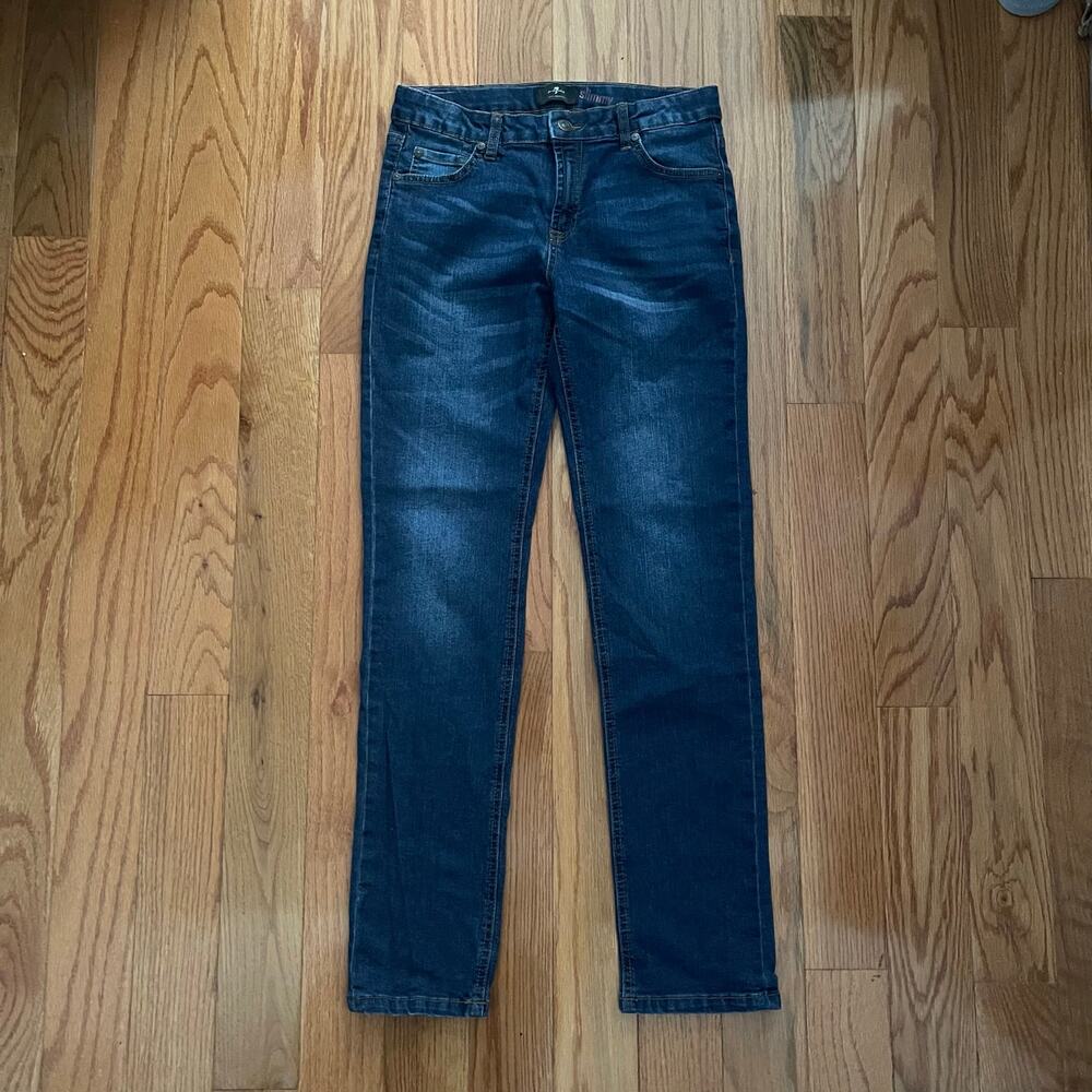 7 For All Mankind Boys 14 Slimmy Jeans Blue Denim 7FAM Straight Slim Adjustable